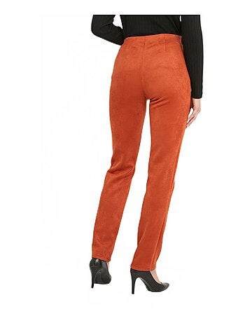 Pantalon droit ceinture élastiquée maille suédée