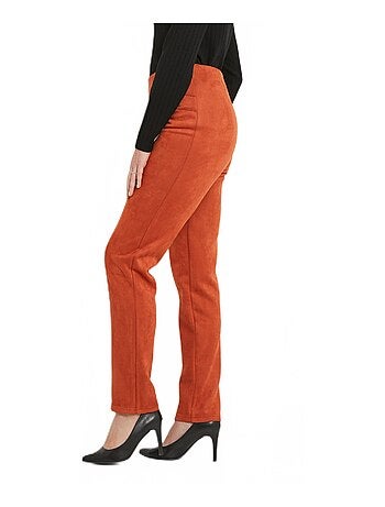 Pantalon droit ceinture élastiquée maille suédée