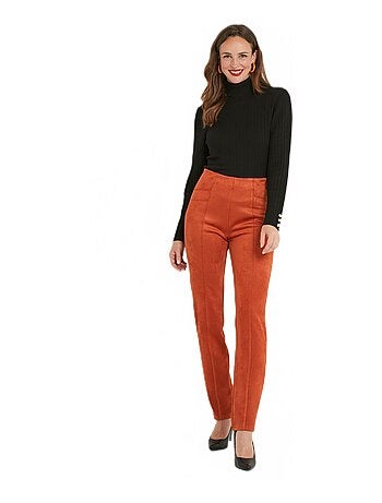 Pantalon droit ceinture élastiquée maille suédée
