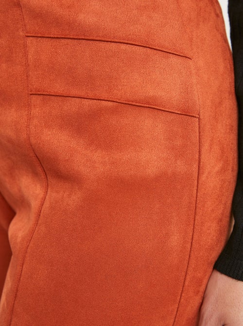 Pantalon droit ceinture élastiquée maille suédée - Kiabi