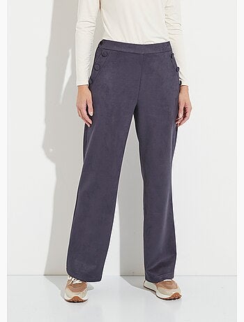 Pantalon droit ceinture élastiquée tissu suédé - Afibel