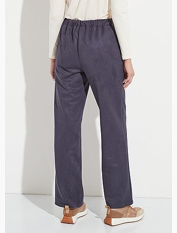 Pantalon droit ceinture élastiquée tissu suédé - Afibel
