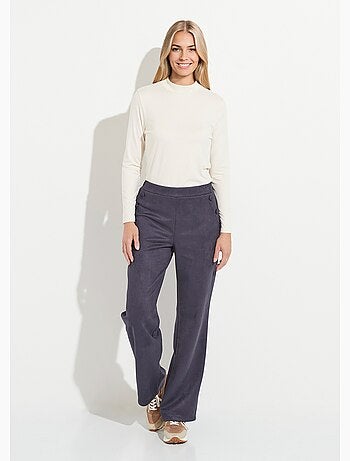 Pantalon droit ceinture élastiquée tissu suédé - Afibel