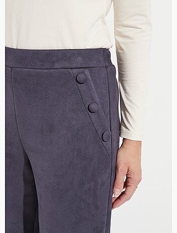 Pantalon droit ceinture élastiquée tissu suédé - Afibel