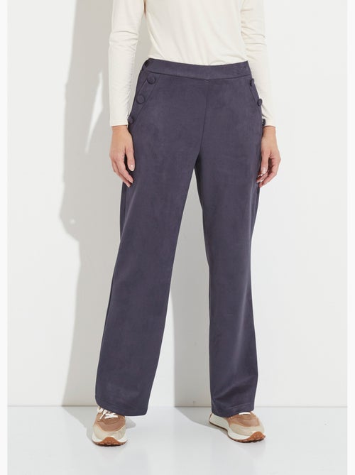 Pantalon droit ceinture élastiquée tissu suédé - Afibel - Kiabi