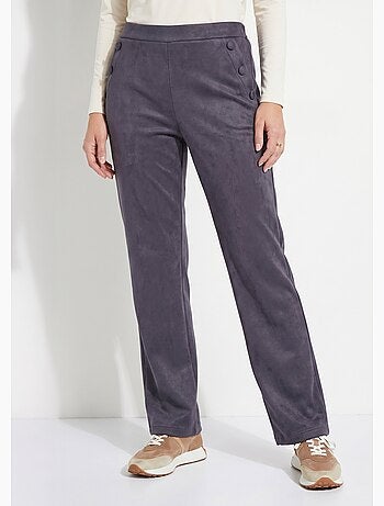 Pantalon droit ceinture élastiquée tissu suédé - Afibel