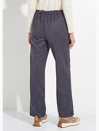 Pantalon droit ceinture élastiquée tissu suédé - Afibel