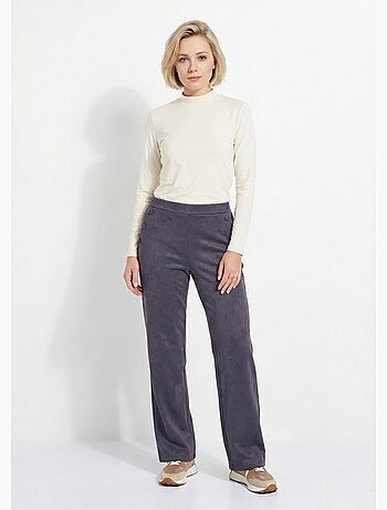 Pantalon droit ceinture élastiquée tissu suédé - Afibel