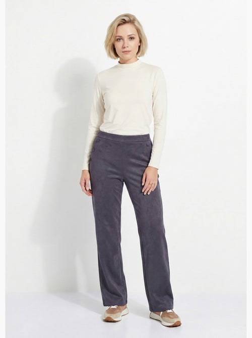 Pantalon droit ceinture élastiquée tissu suédé - Afibel - Kiabi Pantalon droit ceinture élastiquée tissu suédé - Afibel - Kiabi