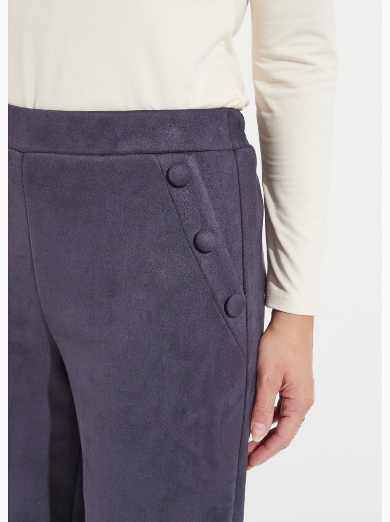 Pantalon droit ceinture élastiquée tissu suédé - Afibel Bleu marine - Kiabi