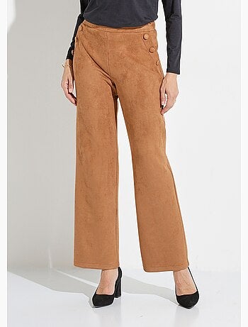 Pantalon droit ceinture élastiquée tissu suédé - Afibel