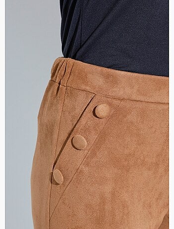 Pantalon droit ceinture élastiquée tissu suédé - Afibel