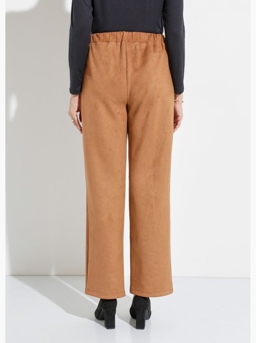 Pantalon droit ceinture élastiquée tissu suédé - Afibel - Kiabi