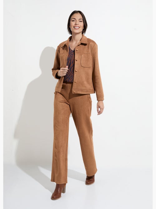 Pantalon droit ceinture élastiquée tissu suédé - Afibel - Kiabi