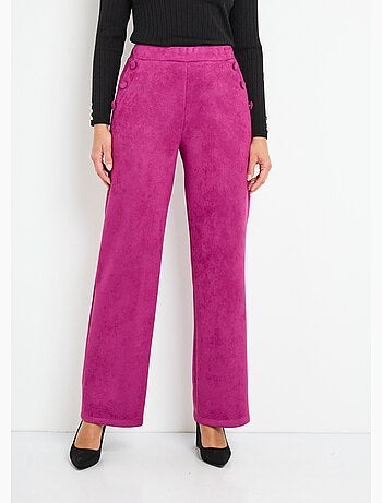 Pantalon droit ceinture élastiquée tissu suédé - Afibel