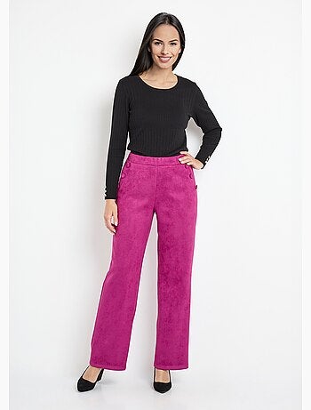 Pantalon droit ceinture élastiquée tissu suédé - Afibel