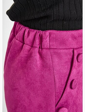 Pantalon droit ceinture élastiquée tissu suédé - Afibel