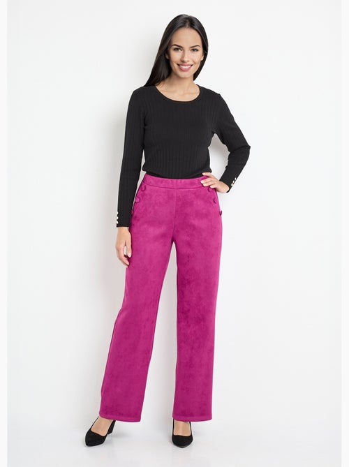 Pantalon droit ceinture élastiquée tissu suédé - Afibel - Kiabi