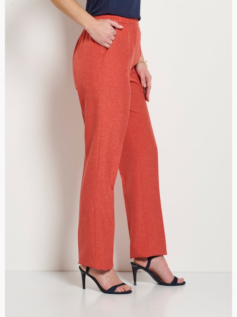 Pantalon droit ceinture semi-élastiquée - Afibel Brique - Kiabi