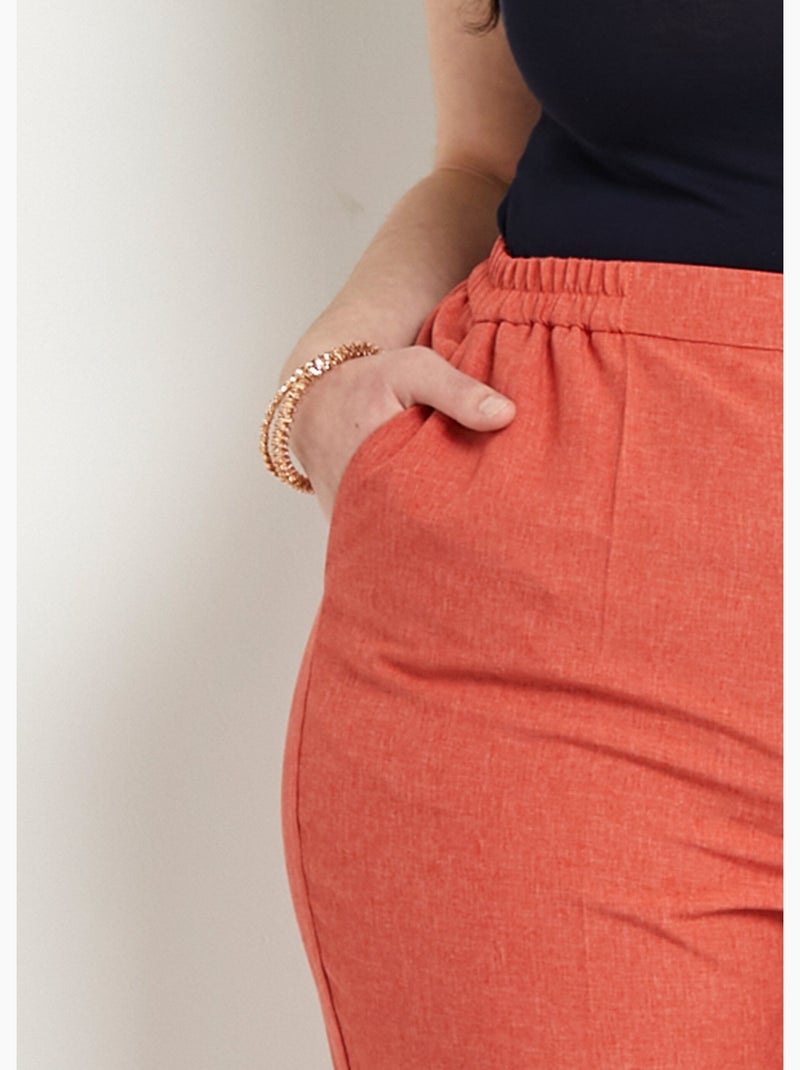 Pantalon droit ceinture semi-élastiquée - Afibel Brique - Kiabi