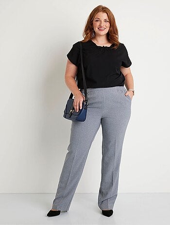 Pantalon droit ceinture semi-élastiquée