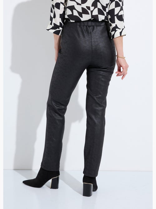 Pantalon droit ceinture semi-élastiquée aspect peau - Kiabi