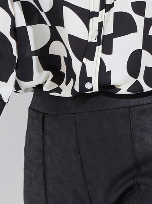 Pantalon droit ceinture semi-élastiquée aspect peau - Kiabi