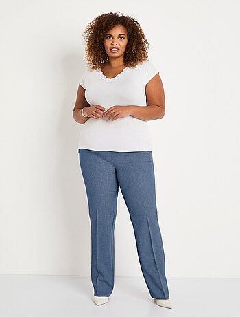 Pantalon droit ceinture semi-élastiquée