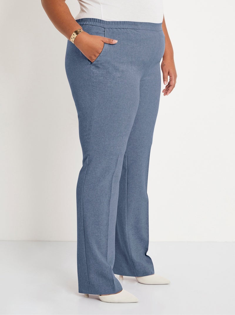 Pantalon droit ceinture semi-élastiquée Bleu - Kiabi