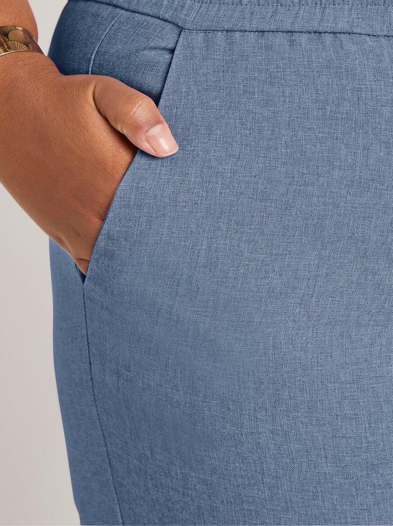 Pantalon droit ceinture semi-élastiquée Indigo - Kiabi