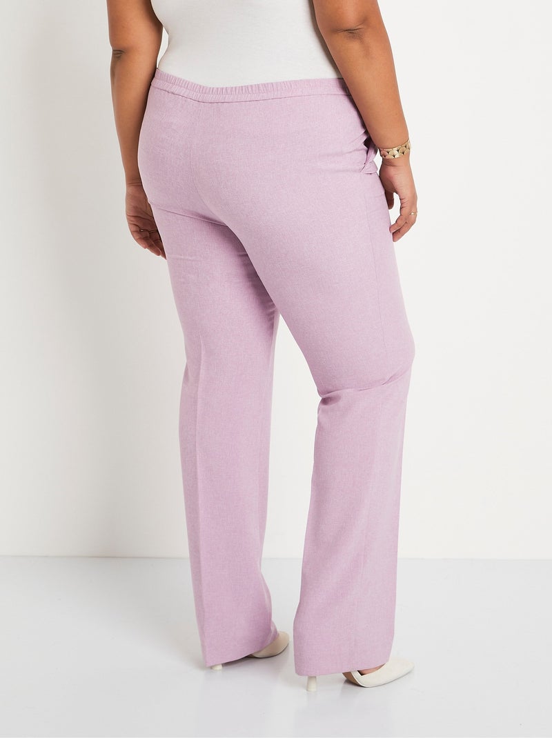 Pantalon droit ceinture semi-élastiquée Violet - Kiabi