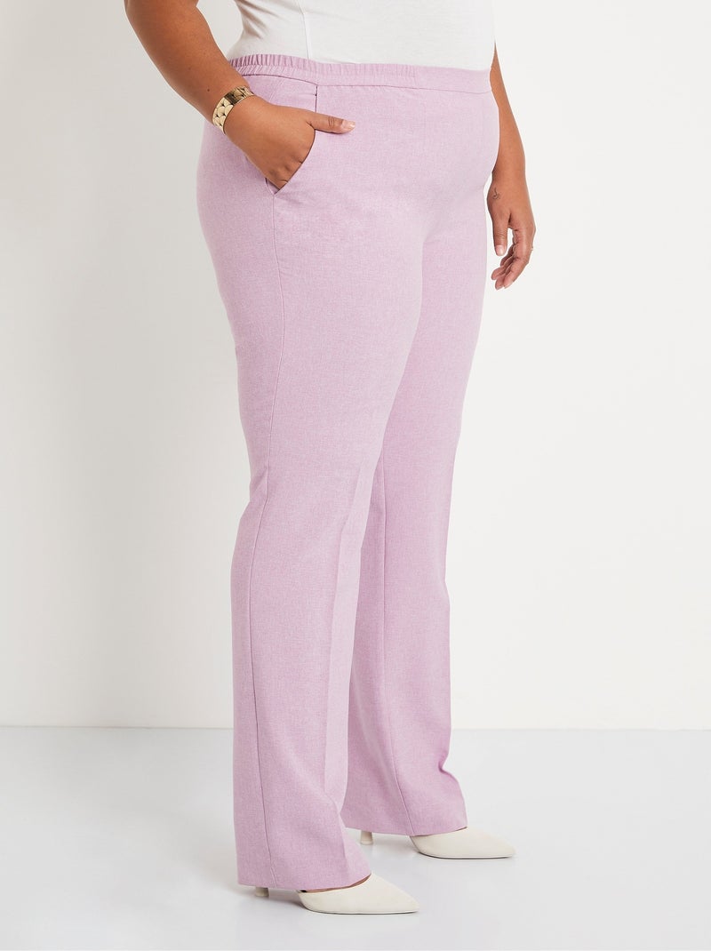 Pantalon droit ceinture semi-élastiquée Violet - Kiabi