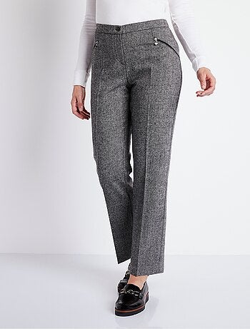 Pantalon droit chevrons ou chiné entrejambe 70 cm - afibel