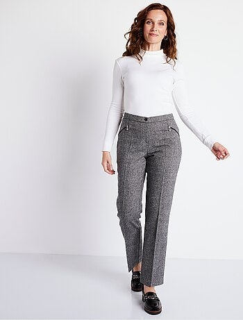 Pantalon droit chevrons ou chiné entrejambe 70 cm - afibel