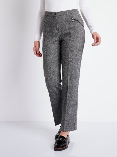 Pantalon droit chevrons ou chiné entrejambe 70 cm - Afibel - Kiabi
