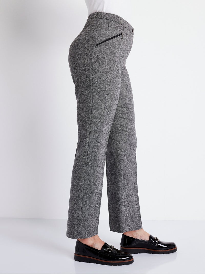 Pantalon droit chevrons ou chiné entrejambe 70 cm - Afibel Gris chiné - Kiabi