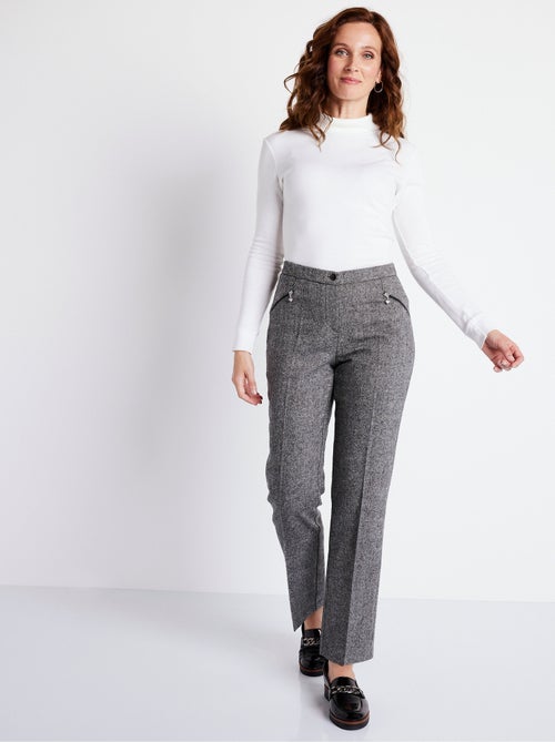 Pantalon droit chevrons ou chiné entrejambe 70 cm - Afibel - Kiabi