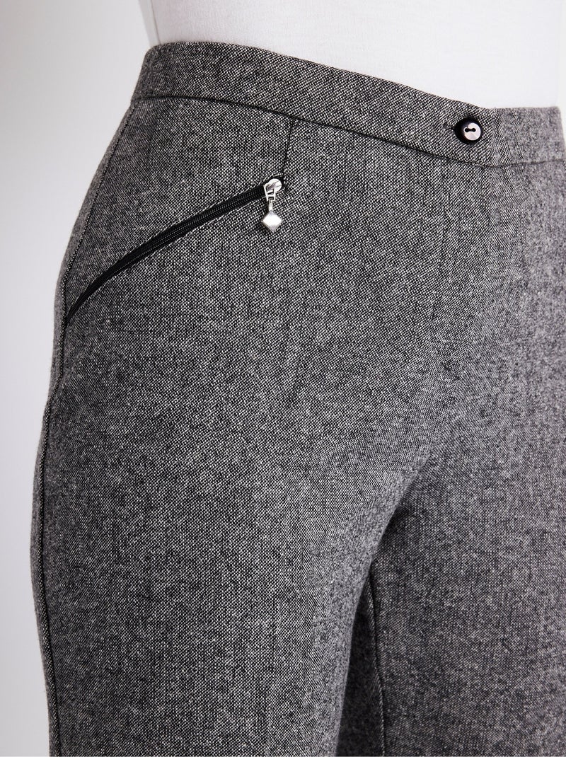 Pantalon droit chevrons ou chiné entrejambe 70 cm - Afibel Gris chiné - Kiabi