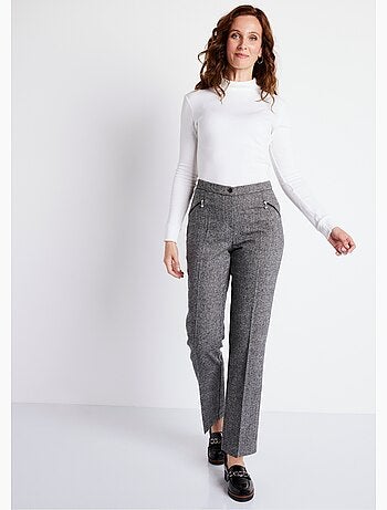 Pantalon droit chevrons ou chiné entrejambe 70 cm - Afibel