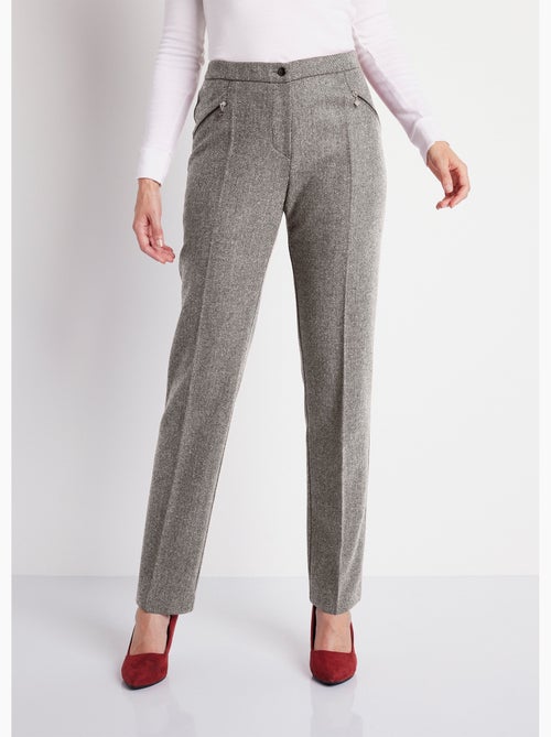 Pantalon droit chevrons ou chiné entrejambe 70 cm - Afibel - Kiabi