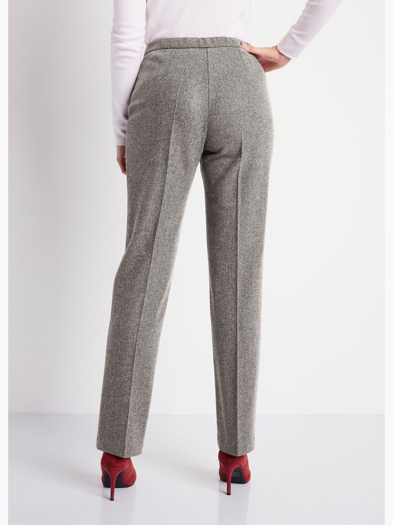 Pantalon droit chevrons ou chiné entrejambe 70 cm - Afibel Gris - Kiabi
