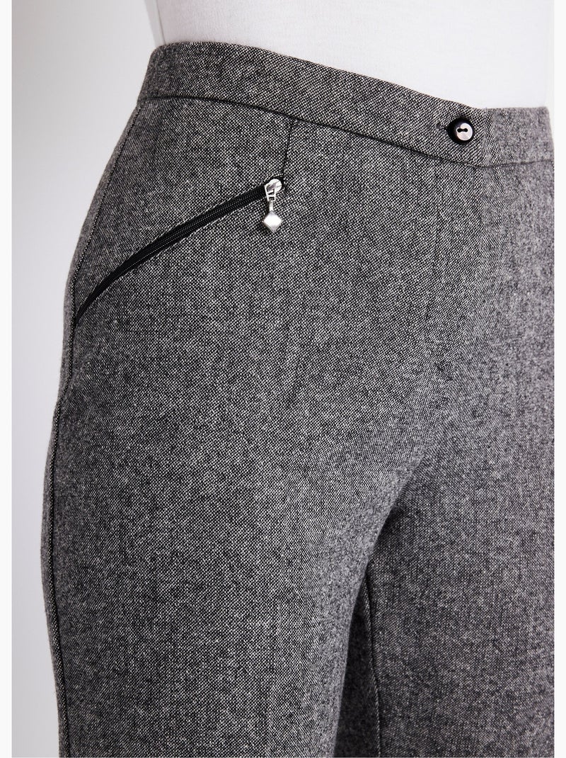 Pantalon droit chevrons ou chiné entrejambe 70 cm - Afibel Gris - Kiabi