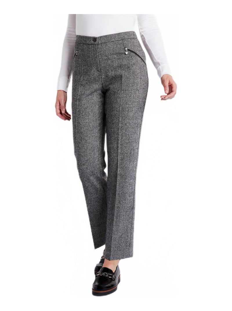 Pantalon droit chevrons ou chiné entrejambe 70 cm Gris - Kiabi