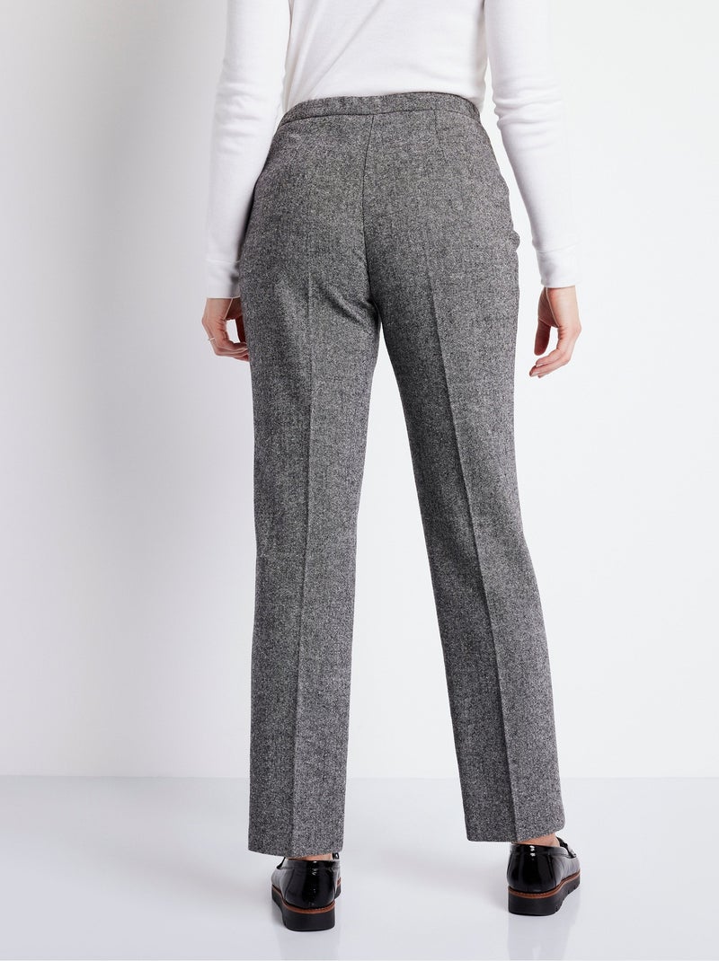 Pantalon droit chevrons ou chiné entrejambe 70 cm Gris - Kiabi