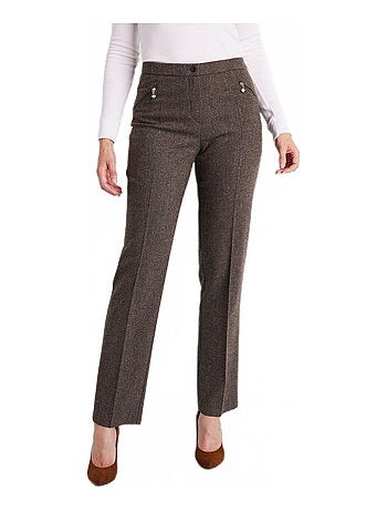 Pantalon droit chevrons ou chiné entrejambe 70 cm