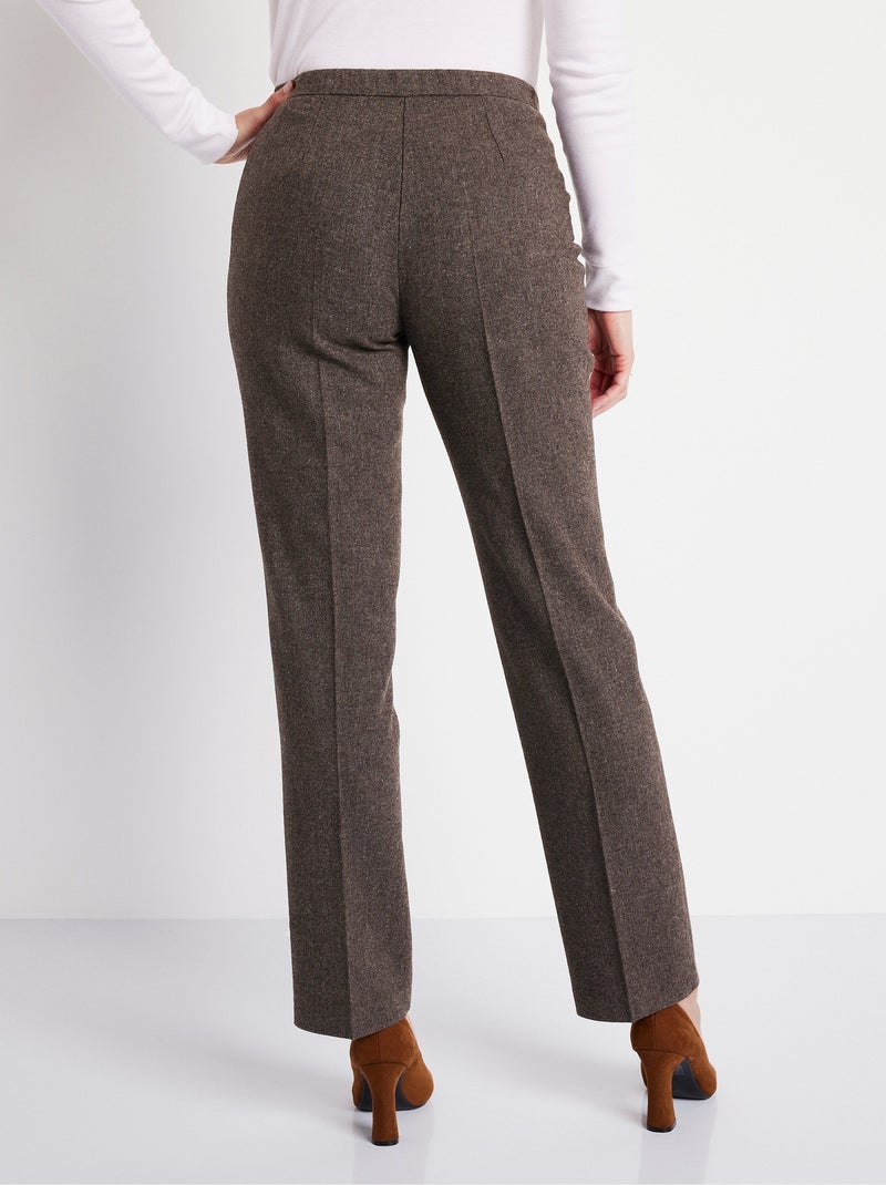 Pantalon droit chevrons ou chiné entrejambe 70 cm Marron - Kiabi