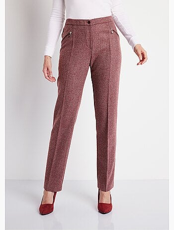 Pantalon droit chevrons ou chiné entrejambe 70 cm