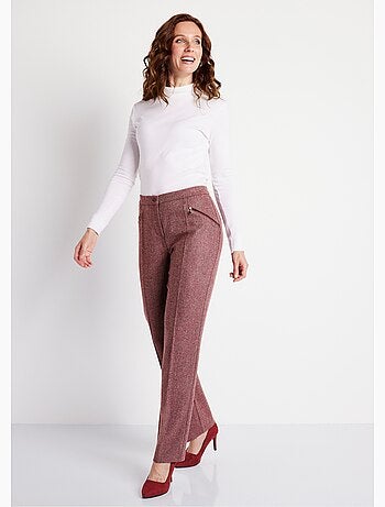 Pantalon droit chevrons ou chiné entrejambe 70 cm