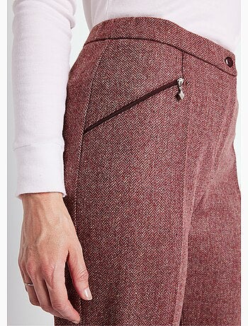 Pantalon droit chevrons ou chiné entrejambe 70 cm
