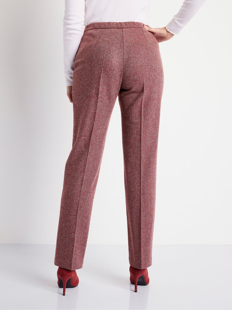 Pantalon droit chevrons ou chiné entrejambe 70 cm Rouge - Kiabi